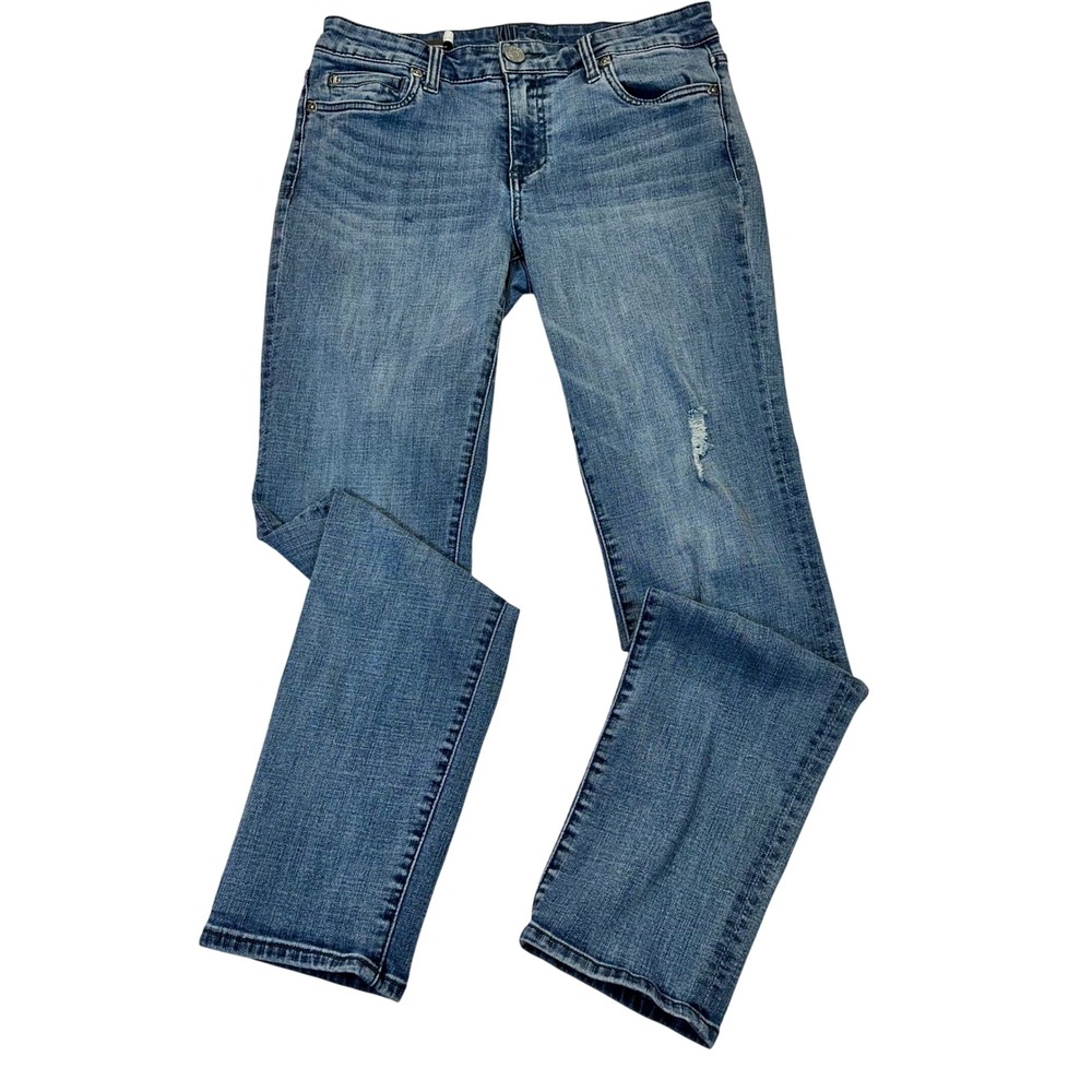 Kut from the Kloth Katy Boyfriend Jeans Womens 4 Blue Medium Wash Distressed